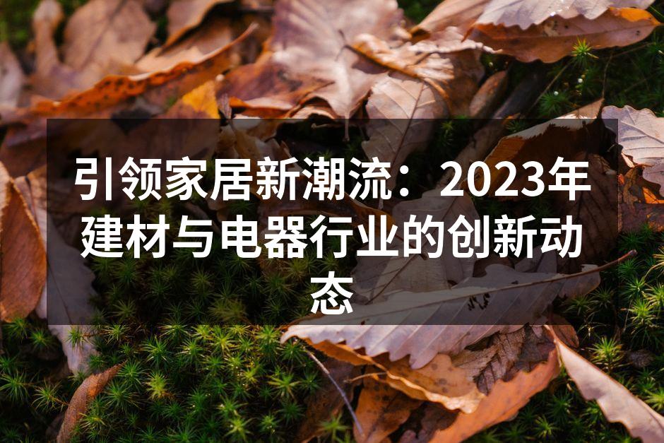 引领家居新潮流：2023年建材与电器行业的创新动态